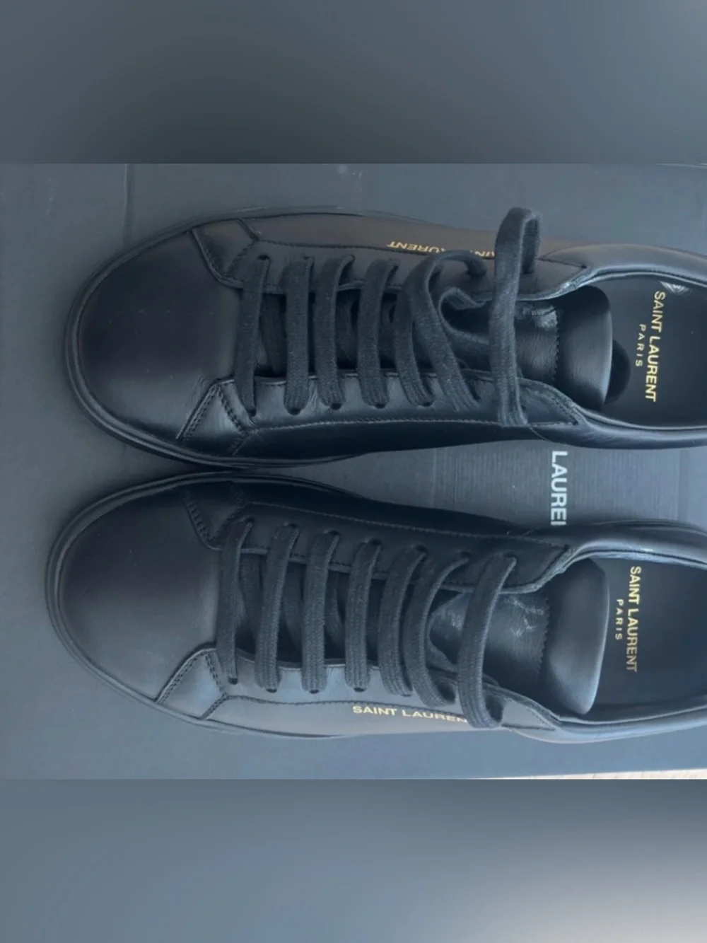 Saint Laurent | Black Leather Andy Low-Top Lace-Up Sneakers Shoes Women’s - Picture 2 of 9